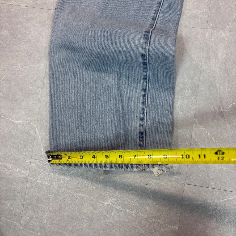 Levis Bootcut Jeans Mens 37x30 Light Wash Distressed Frayed Denim Pants 527